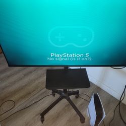 50 Inch ROKU SMART TV + MOBILR TV STAND ON WHEELS