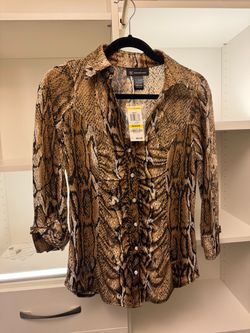 INC International Concepts Snakeskin Print Blouse – Size Medium – NWT