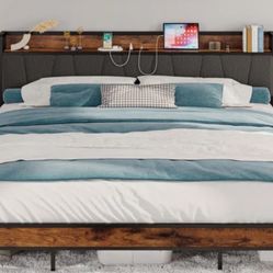 CALIFORNIA KING BED FRAME WITH PLUG