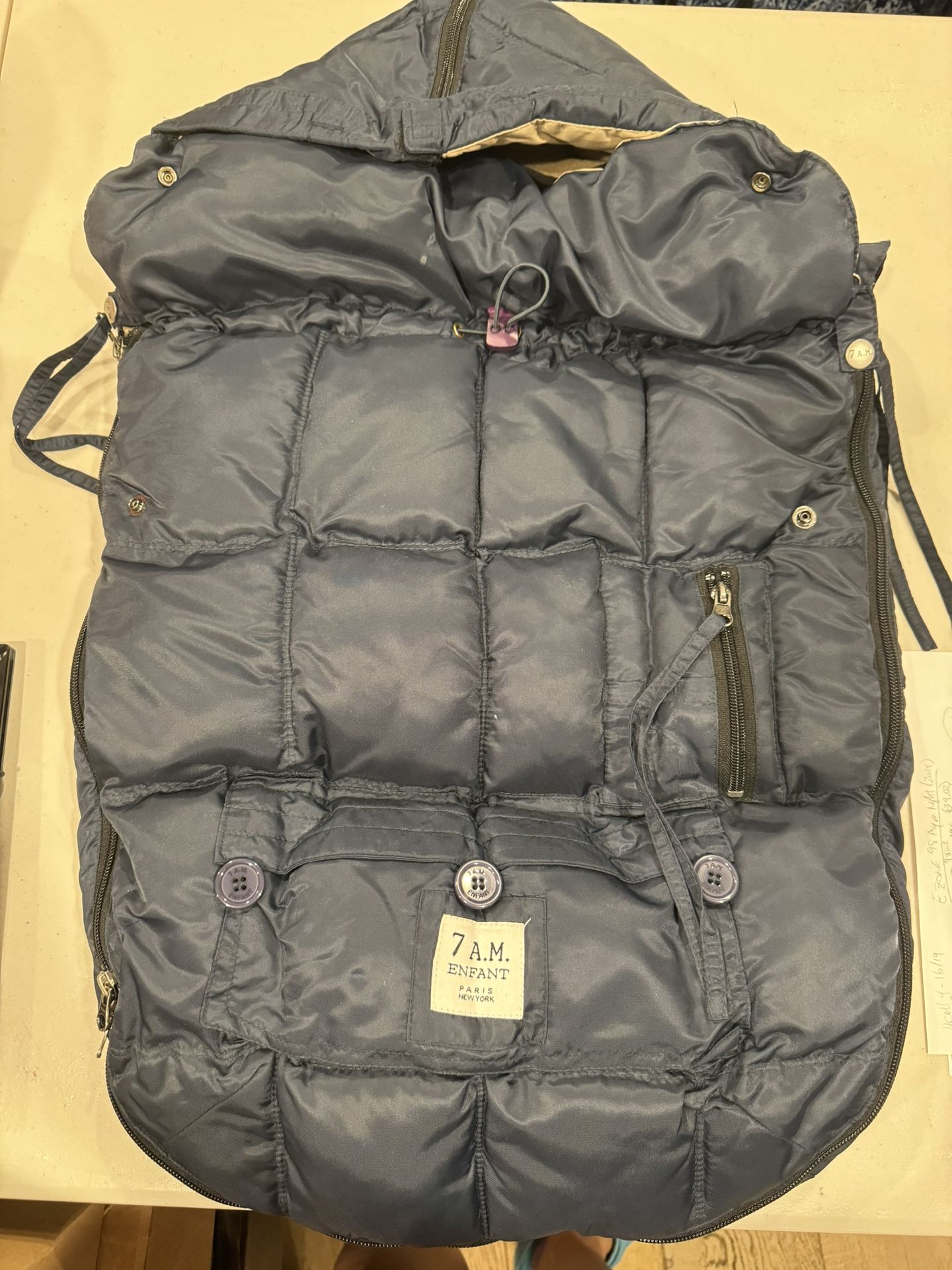 7 AM ENFANT Le Sac Igloo LS500 Stoller Cover. Navy Small 0-6 