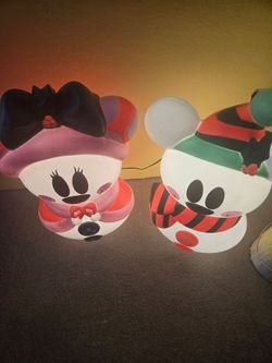 Mickey & Minnie Mouse Christmas Snowman Blow Molds