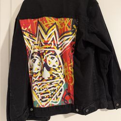 Black Denim Jacket with Graphic Back – Unique Streetwear Style 