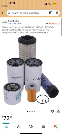 Filter Kit For Kubota 
