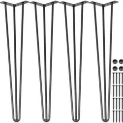 NEW 4 Pcs 26" Hairpin Table Desk Legs, 3 Rods - Black