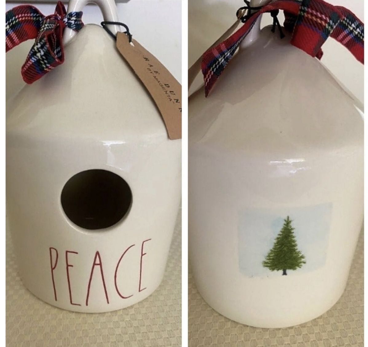 Christmas ceramic “Peace” birdhouse