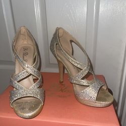 Gold Rhinestones Heels