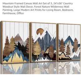 Mountain Framed Canvas Wall Art Set of 3,