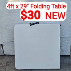 4ft Folding Table White, Compact, Easy To Carry, Heavy Duty, Lightweight For Events, Weddings, Party, Meetings, Work, Patio, Indoor/outdoor