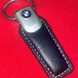 Genuine Leather Car Keychain  With BMW Logot