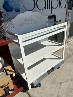 White Wood Baby Changing Table with Shelves