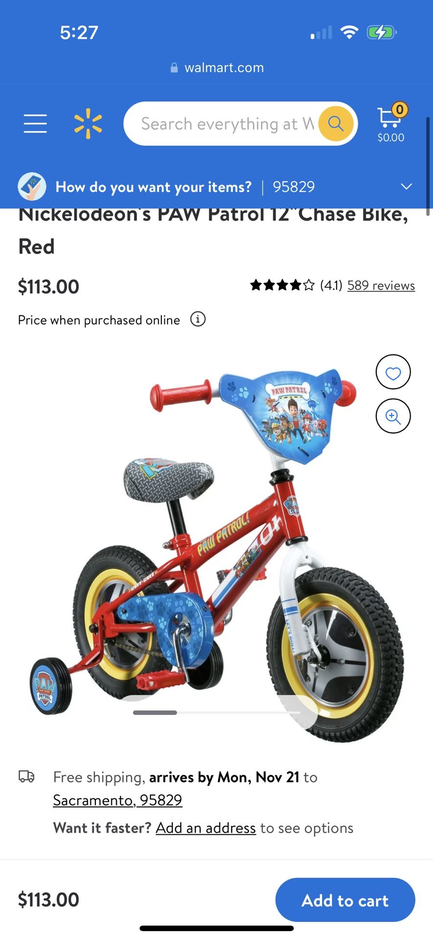 12in Paw Patrol Bike