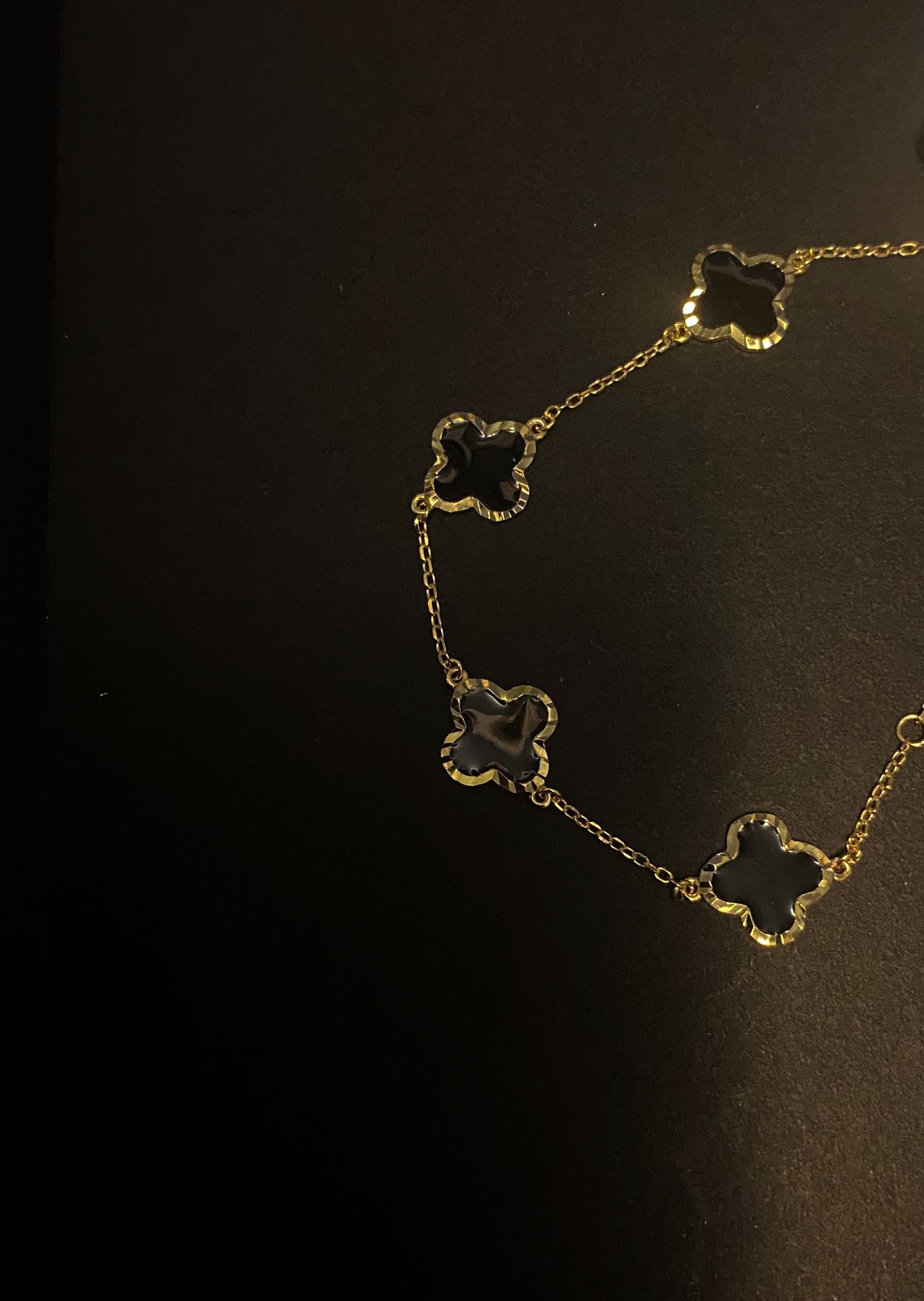 Silver Black Enamel Clover Bracelet (women)
