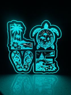 LOVE Beach Theme LED Acrylic Night Light
