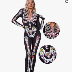 3D Skeleton Costume Women,Women Halloween Skeleton Day of the Death Cost