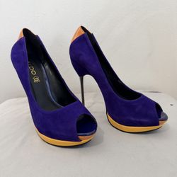 Aldo Purple Suede Peep-Toe Stiletto Heels Size US 8