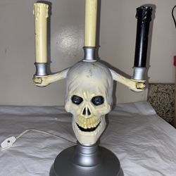 Vintage Trendmasters Skeleton Skull Lighted Candelabra Halloween Prop Scary