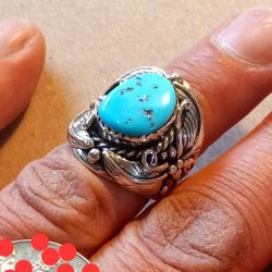$80! Awesome SIZE 5.5 Sterling Silver Turquoise Navajo Made Ring