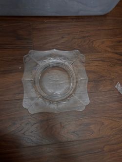 Clear Glass Ashtray with Diamond Pattern