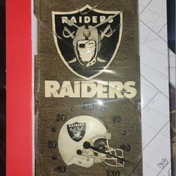 Raiders Clock And Thermometer 