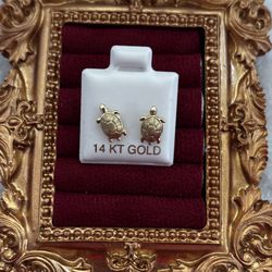 14k turtle earrings