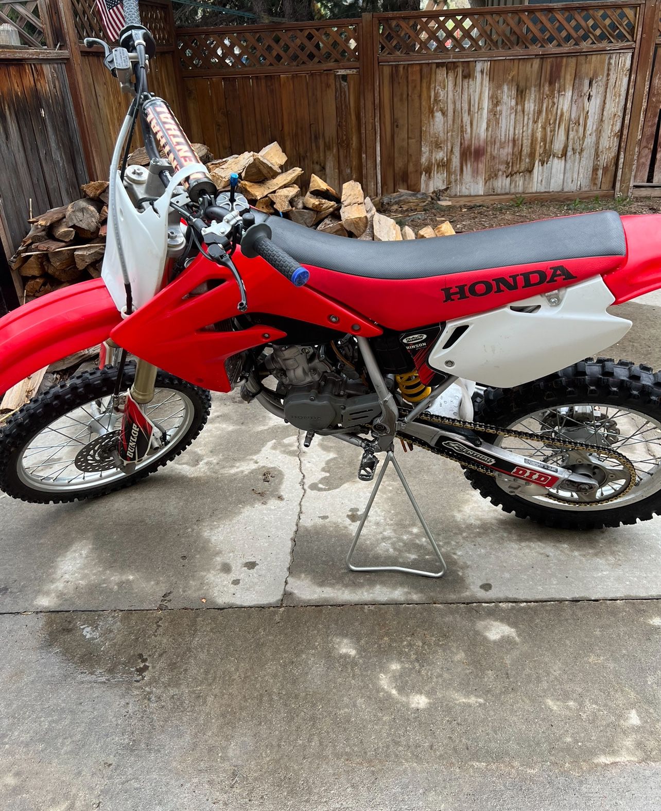 Honda CR85R with a triangle stand