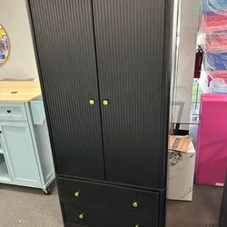 Brand New Black Wardrobe with Hanging Rods