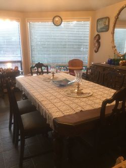 Antique dining room set, 8 chairs, china cabinet, buffet,