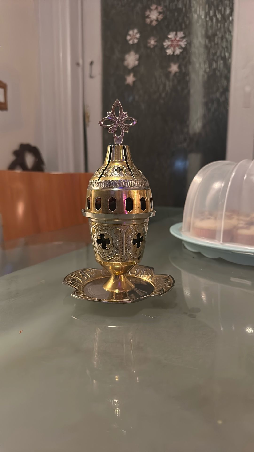 Greek Orthodox Brass Vigil Oil Lamp