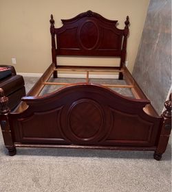 Full bed frame and side table