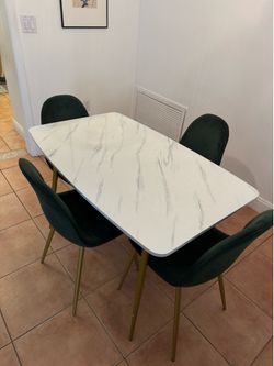 Table set 4 chairs marble top