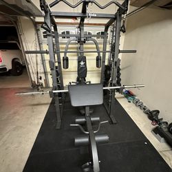 Vesta Fitness Smith Machine 2001 w/Bench Attachment | 230lb Bumpers Weights | 7ft Olympic Bar | Fitness | Gym Equipment | FREE DELIVERY 🚚 