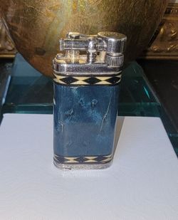 IM CORONA Old Boy Style Lift Arm Working Lighter Blue Marbled Japan