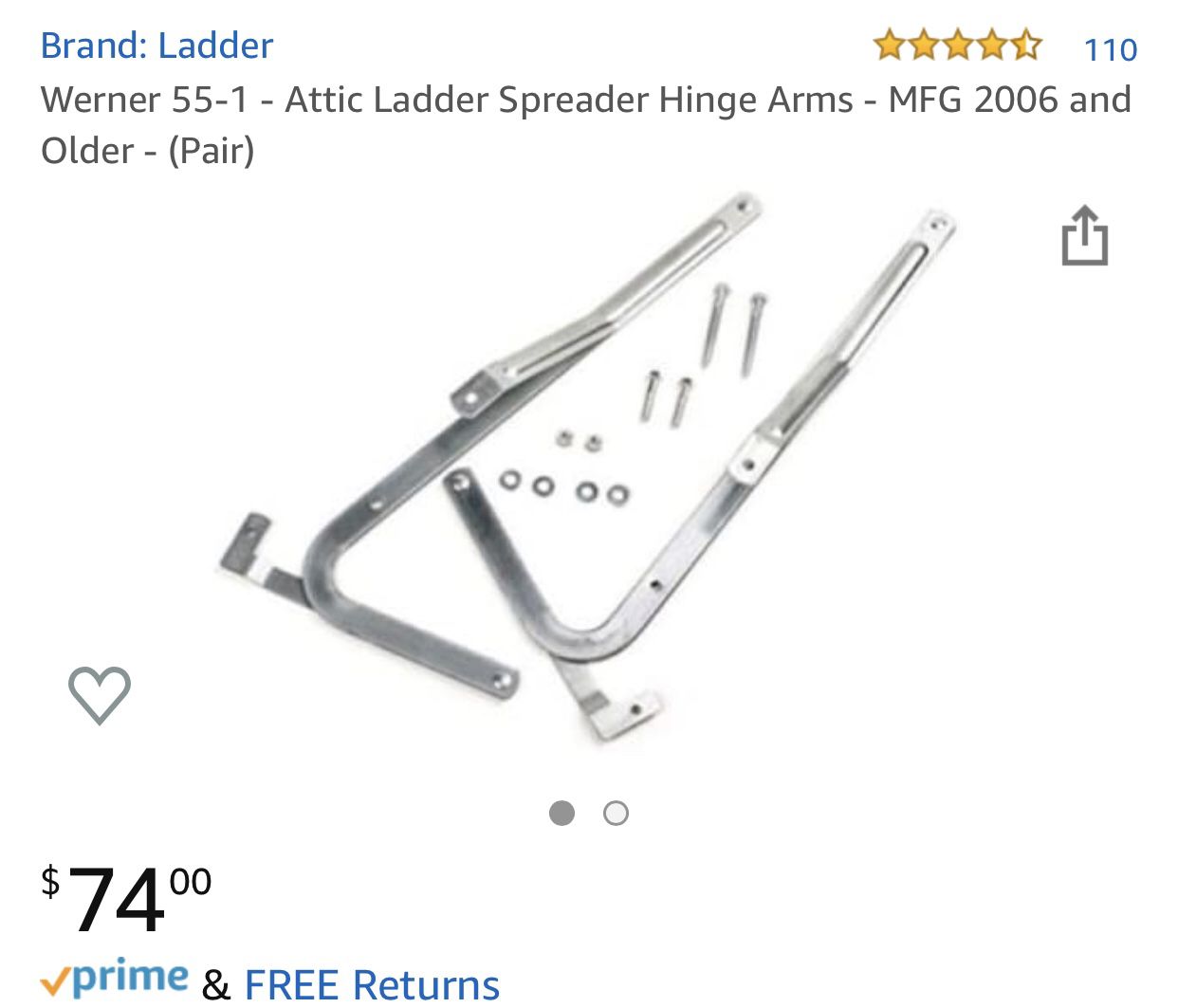 New Attic Ladder Speader Hingr Arms