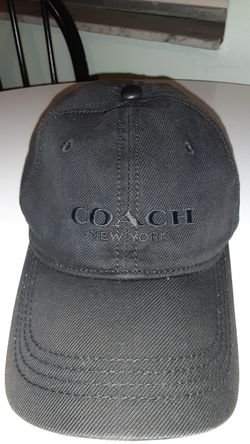 Black Coach baseball cap adjustable 100% cotton with leather strap