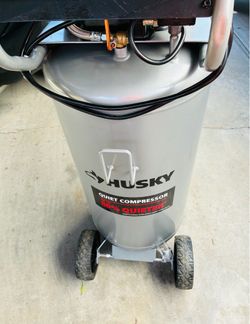 Husky 27 Gal.165 PSI Vertical Electric Oil-Free Quiet Auto/Workshop Air Compressor with Dual Gauges and 2-Quick Couplers