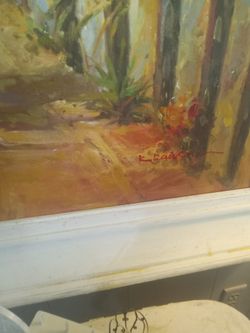 36 X 36 Framed Oil On Canvas Beach Scene