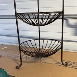 Double tier basket dark brown metal 