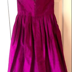 Strapless Fuchsia Raw Silk Cocktail Dress 