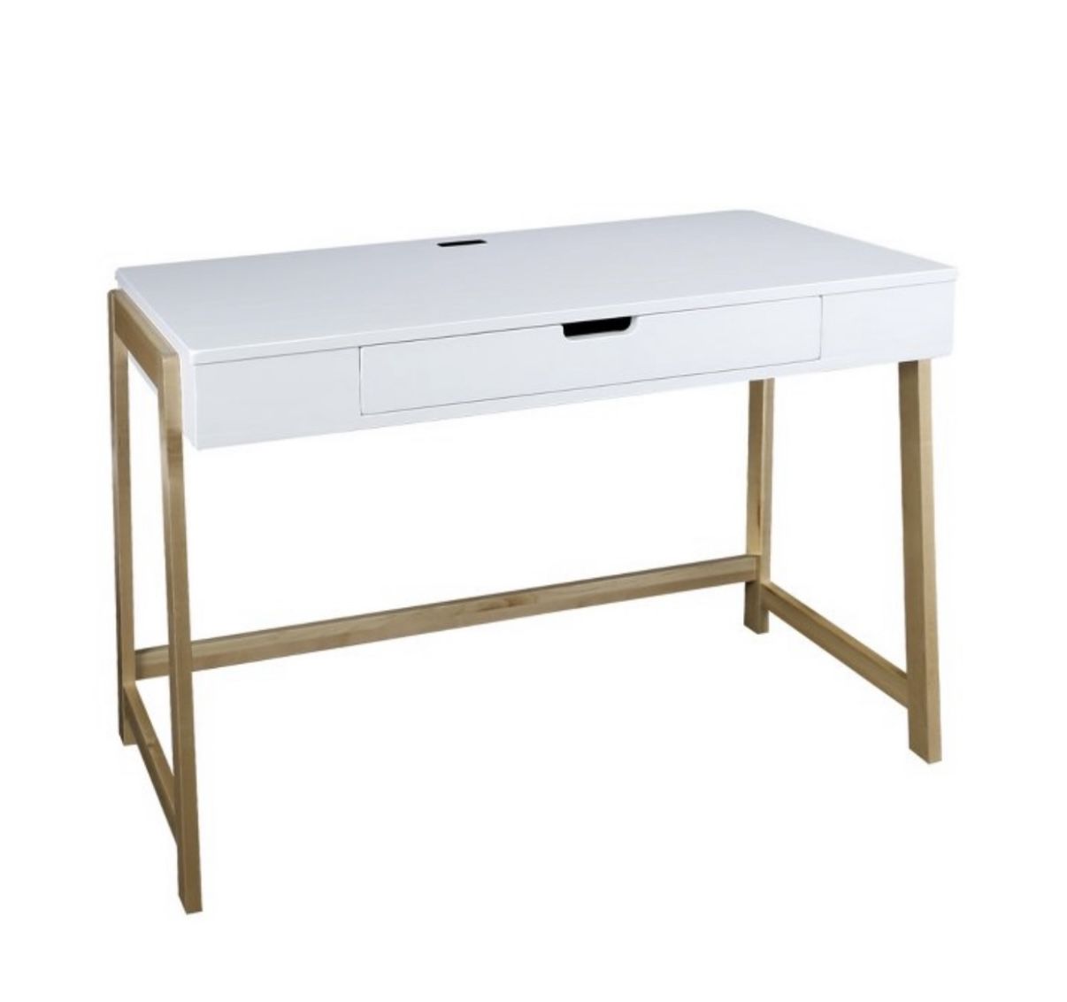 Modern White & Gold Desk – Sleek Design with Drawer
