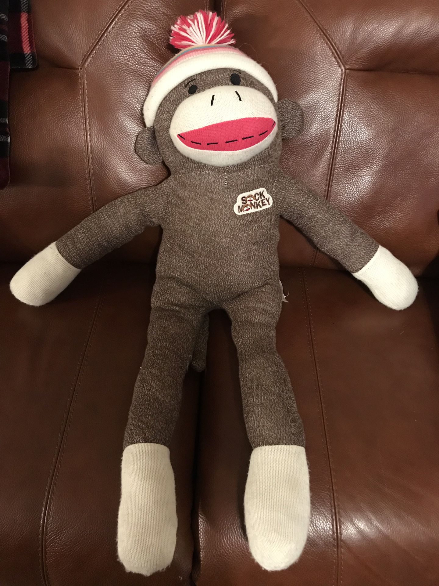 Giant sock monkey 40 inch Dan Dee collectors edition with rainbow cap
