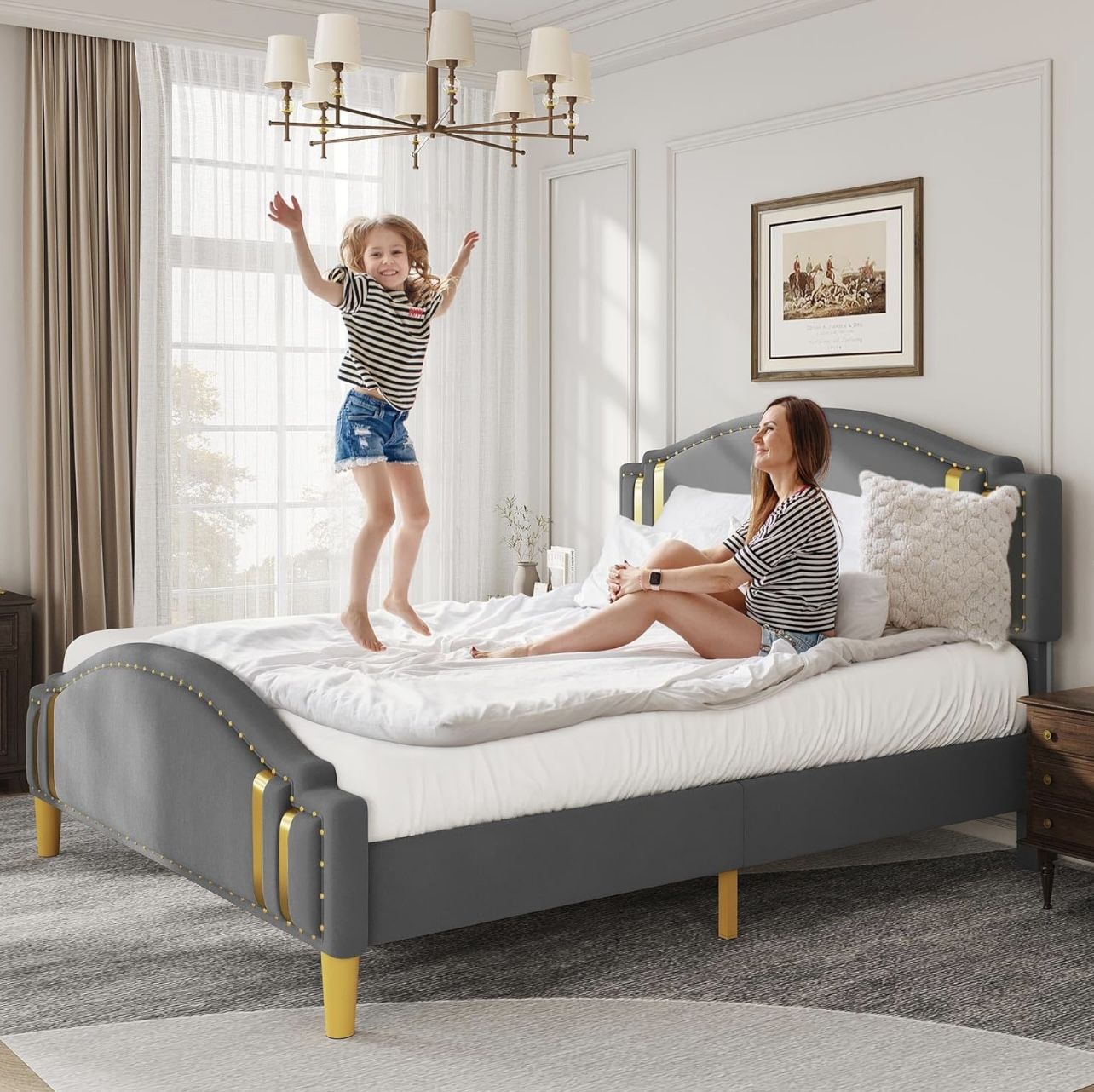 BED FRAME QUEEN SIZE WITH ADJUSTABLE HEADBOARD BRAND NEW IN BOX!!!