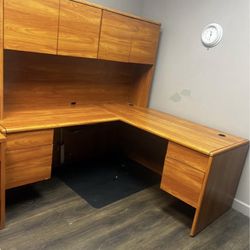 Office Desk Executive Desk L Shape Lots Of Storage File Cabinets  Computer Desk