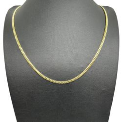 14kt Yellow Gold Plated Sterling Silver 3mm Cuban link 24”