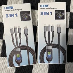 BRAND NEW 3 IN 1 FAST CHARGING CABLE! (THIS IS A TWO PACK)