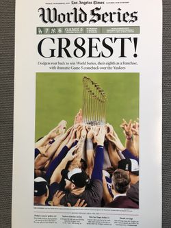 Dodgers Win The World Series. Gr8est! LA Times Poster