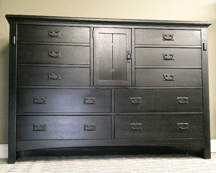 Big Wood Black High-End 10 Drawer Dresser with Storage - Delivered