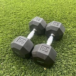 Pair of Rubber 30 Pound Dumbbells