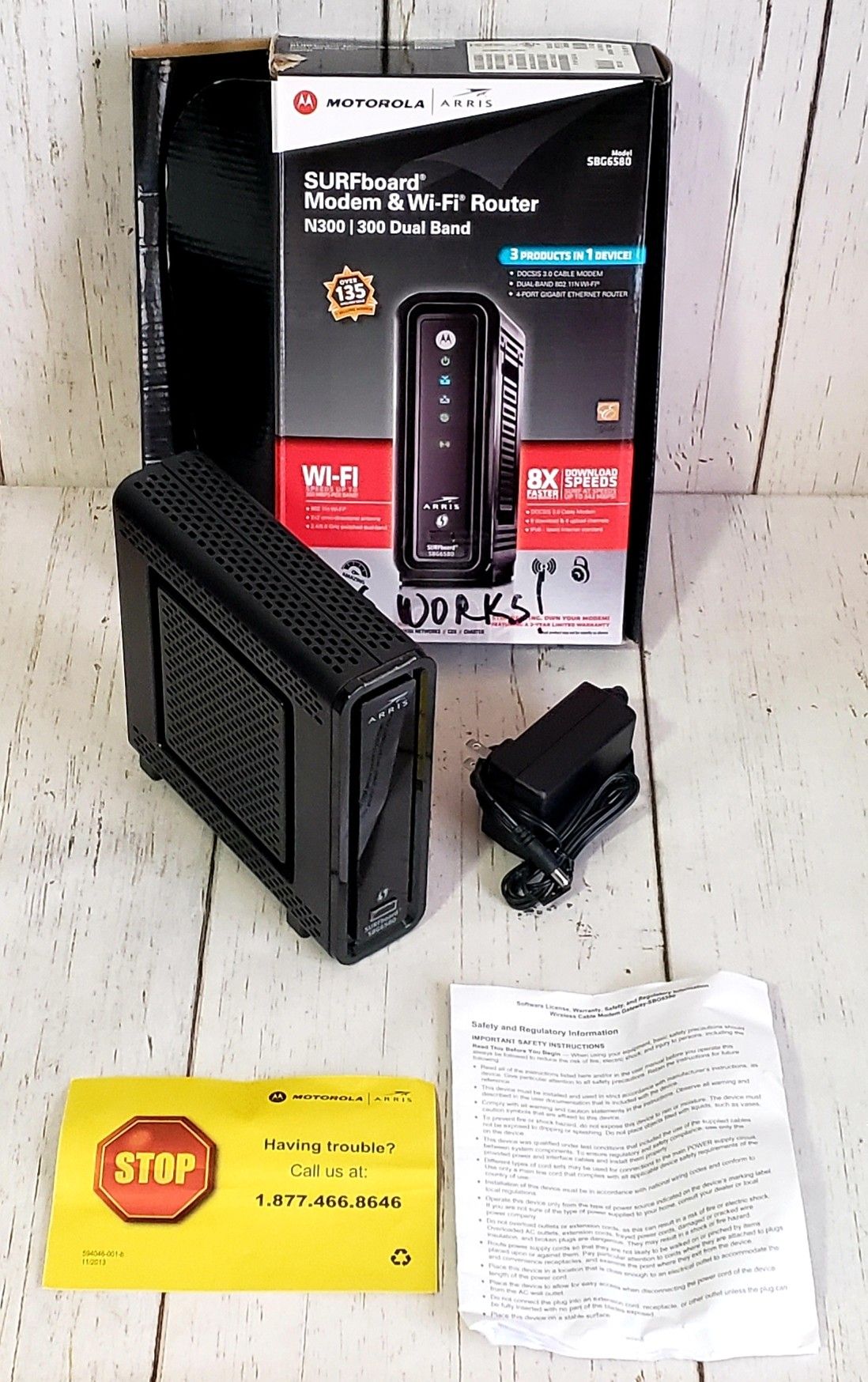 Motorola Arris SURFboard Wireless Cable Modem SBG6580 DOCSIS 3.0 Wi-Fi