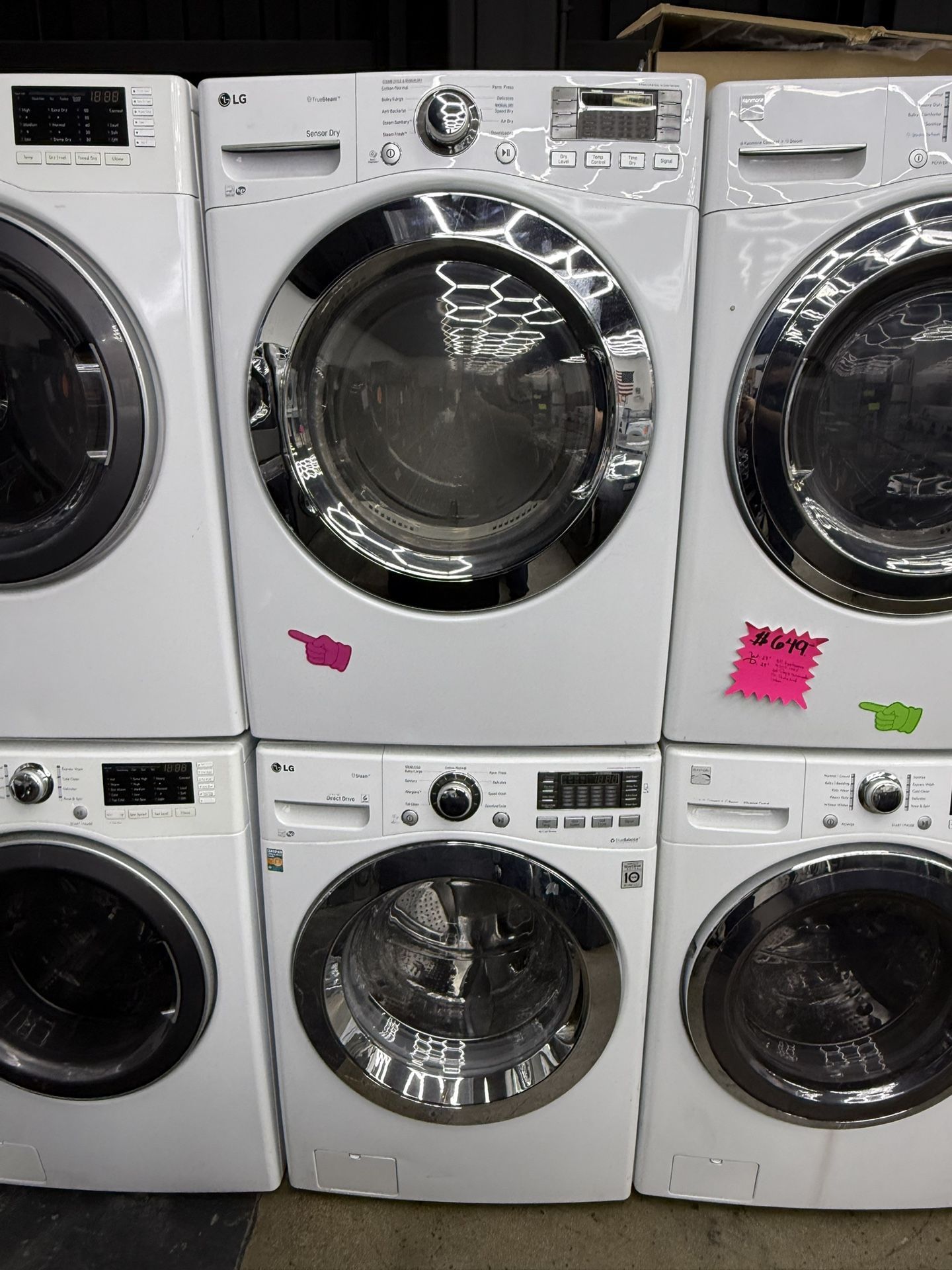 LG white front load washer and gas dryer set 