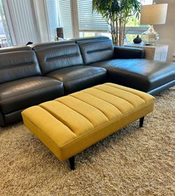 Mid-Century Modern Mustard Ottoman / Bench – 44”